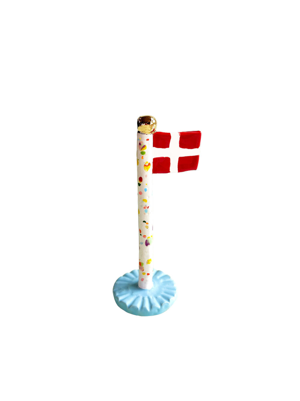 Keramik Harlekin Flag m. guldknap, Summer Blue - H14-18 cm.